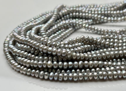 2x4 mm AAA Natural Tiny Freshwater Pearl Beads Rondelle/Button Shape Genuine Gray Color High Luster Pearl Beads #P1689