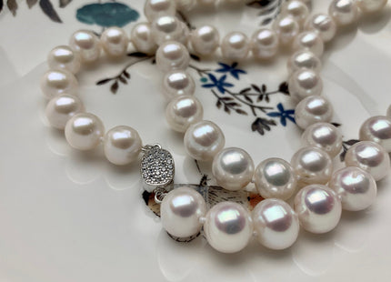 18/20/22/24/26/28 Inches Hand Knotted 10mm AAA Freshwater Pearl Necklace Natural White High Luster Pearl Necklace W/Silver Clasp #P1104