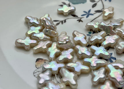 One Piece 10x15-16mm AAAAA Super High Luster Natural Pink Cross Coin Freshwater Pearl Genuine Top Quality Cross Freshwater Pearl #P1841