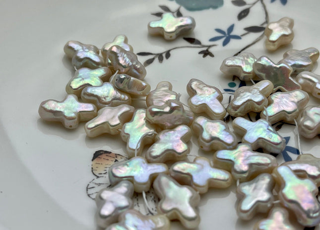 One Piece 10x15-16mm AAAAA Super High Luster Natural Pink Cross Coin Freshwater Pearl Genuine Top Quality Cross Freshwater Pearl #P1841