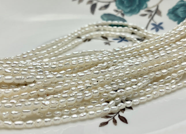 2.8-3x4 mm AA Natural White Rice Tiny Seed Freshwater Pearls High Luster Seed Freshwater Pearls Genuine Small Rice Pearls #P1238