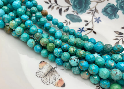 4mm 6mm 8mm 10mm Faceted Round Turquoise Beads Blue Color Gemstone Loose Beads 15.5 Inches Strand #2610