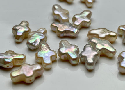 One Piece 10x15-16mm AAAAA Super High Luster Natural Pink Cross Coin Freshwater Pearl Genuine Top Quality Cross Freshwater Pearl #P1841