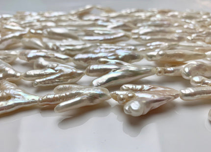 AAA Rare Chicken Feet Shape Genuine Freshwater Pearl Natural White Color High Luster Limited Edition Biwa Pearl Half Strand 6-7 Beads #1174