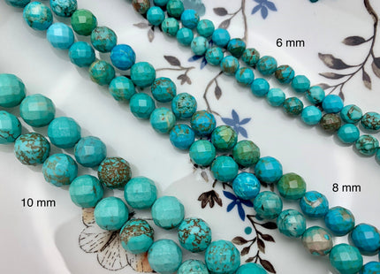 4mm 6mm 8mm 10mm Faceted Round Turquoise Beads Blue Color Gemstone Loose Beads 15.5 Inches Strand #2610