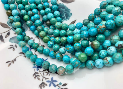 4mm 6mm 8mm 10mm Faceted Round Turquoise Beads Blue Color Gemstone Loose Beads 15.5 Inches Strand #2610