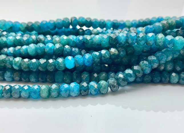 4x6 mm Natural Color Faceted Rondelle Apatite Gemstone Beads Quality Micro Faceted Apatite Gemstone Loose Beads 8 Inches Strand #2607
