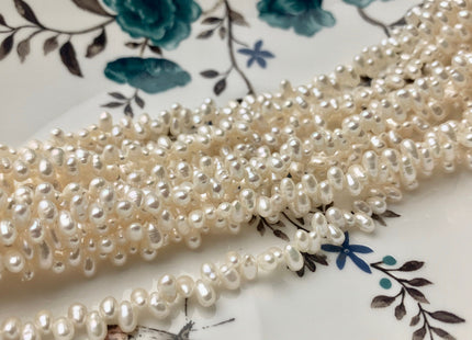 3x4-5 mm Top Drilled Rice/Oval Freshwater Pearl Natural White Genuine Freshwater Pearls White Small Dancing Freshwater Pearls #451