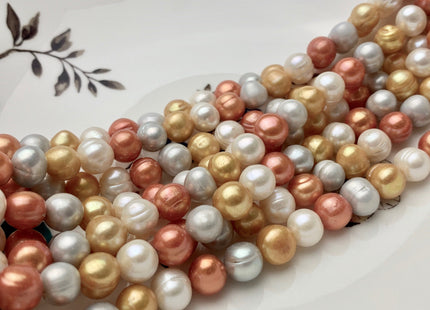 8-8.5 mm White Yellow Orange Color Potato Freshwater Pearl Beads Genuine Cultured Freshwater Potato Pearl Beads 51 Pieces #P1537