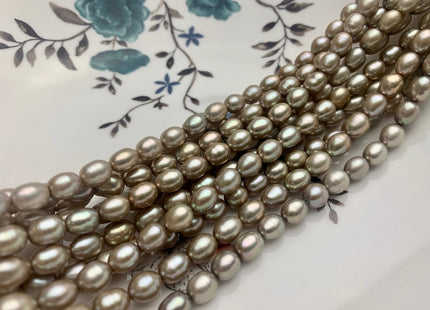 6-7x8-10 mm AAAA Rice Oval Freshwater Pearl Beads Light Sage Green Color Genuine Freshwater Pearl Beads Greenish Champagne Pearls #P1646