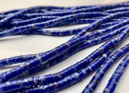 2x4mm Lapis Color Impression Jasper Heishi Rondelle Shape Genuine Natural Sea Sediment Jasper Discs Gemstone Beads 15.5 Inches Strand #3098