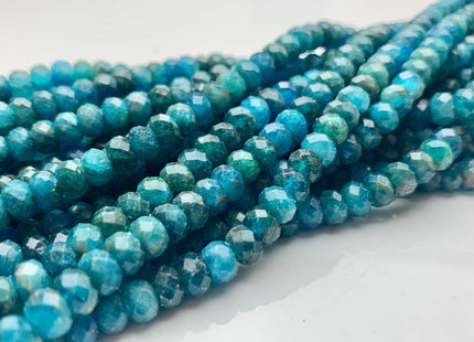 4x6 mm Natural Color Faceted Rondelle Apatite Gemstone Beads Quality Micro Faceted Apatite Gemstone Loose Beads 8 Inches Strand #2607