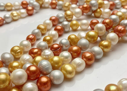 8-8.5 mm White Yellow Orange Color Potato Freshwater Pearl Beads Genuine Cultured Freshwater Potato Pearl Beads 51 Pieces #P1537