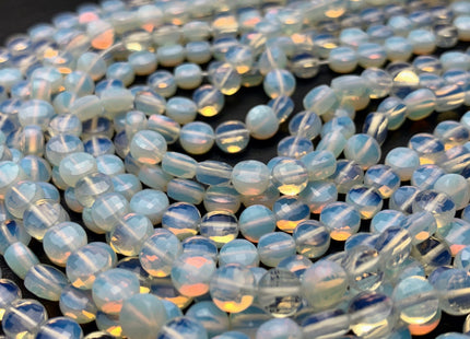 6 mm Micro Faceted Diamond Cut Translucent Opalite Flat Coin Disc Shape Gemstone Beads Genuine Opalite 15 Inches Strand #2833