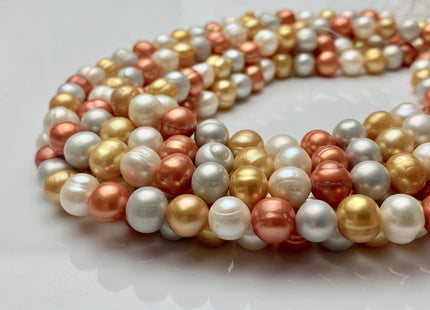 8-8.5 mm White Yellow Orange Color Potato Freshwater Pearl Beads Genuine Cultured Freshwater Potato Pearl Beads 51 Pieces #P1537