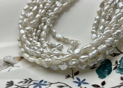 6x8-9 mm Natural White Keshi Freshwater Pearls Beads Genuine High Luster Rice Nugget Shape Small Keshi Freshwater Pearl #P1867