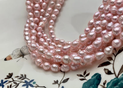 7-8x8-9 mm Baby Pink Baroque Freshwater Pearl Beads Genuine Baby Pink Color Baroque Freshwater Pearls 47-48 Pieces #P1627
