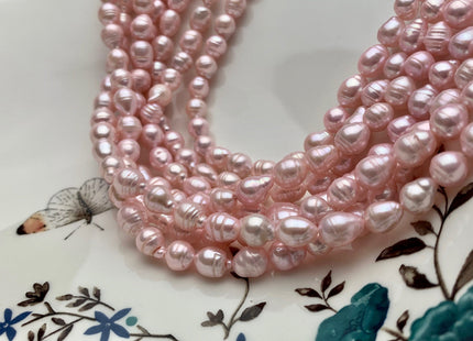 7-8x8-9 mm Baby Pink Baroque Freshwater Pearl Beads Genuine Baby Pink Color Baroque Freshwater Pearls 47-48 Pieces #P1627