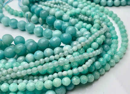 4 mm 6 mm 8 mm 10 mm AAA Faceted Round Green Amazonite Gemstone Beads Genuine Top Quality Gemmy Amazonite Gemstones 15.5 Inches Strand #2976