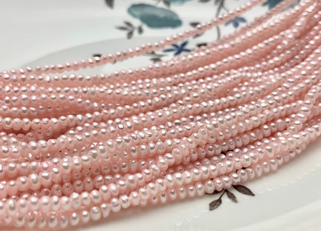 2x3 mm Baby Pink Tiny Freshwater Potato Button Pearls Genuine Freshwater Seed Soft Pink Color Pearl Beads #P1049