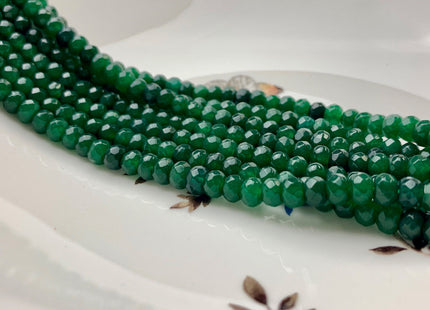 3x5mm 4x6mm 5x8mm Faceted Rondelle Jade Green Color Agate Gemstone Beads Genuine Agate Gemstone Loose Beads 14 Inches Strand #2775