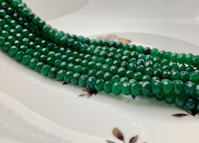 3x5mm 4x6mm 5x8mm Faceted Rondelle Jade Green Color Agate Gemstone Beads Genuine Agate Gemstone Loose Beads 14 Inches Strand #2775