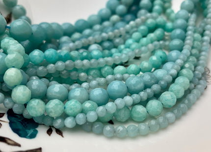 4 mm 6 mm 8 mm 10 mm AAA Faceted Round Green Amazonite Gemstone Beads Genuine Top Quality Gemmy Amazonite Gemstones 15.5 Inches Strand #2976