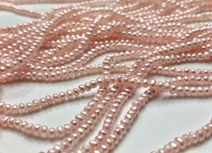 2x3 mm Baby Pink Tiny Freshwater Potato Button Pearls Genuine Freshwater Seed Soft Pink Color Pearl Beads #P1049