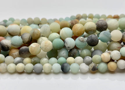 6mm 8mm 10mm Natural Multi Color Matte Finished Amazonite Gemstone Beads Natural Green Blue Brown Color Amazonite Round Beads #3785