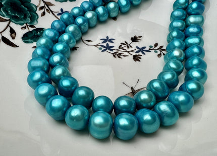 9-10mm 10-11mm AA Rare Blue Color Potato Freshwater Pearl Beads Genuine High Luster Cyan Blue Color Freshwater Pearls #P2287
