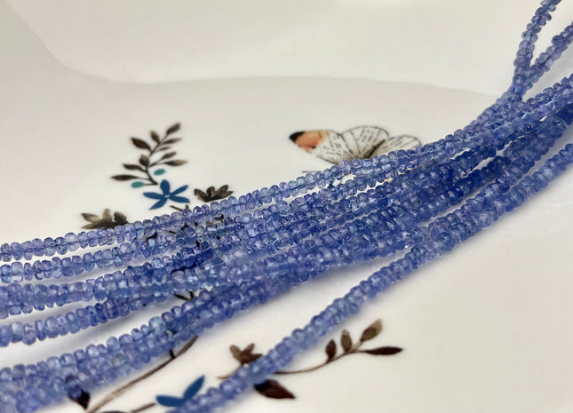 3 mm Natural Blue Tanzanite Gemstone Beads Faceted Rondelle Shape Genuine Blue Tanzanite Gemstone Beads 17 Inches Strand #4171