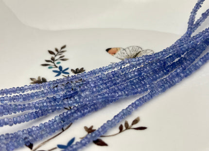 3 mm Natural Blue Tanzanite Gemstone Beads Faceted Rondelle Shape Genuine Blue Tanzanite Gemstone Beads 17 Inches Strand #4171