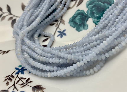 2x3 mm Natural Color Faceted Rondelle Chalcedony Gemstone Beads Top Quality Micro Faceted Blue Chalcedony Gemstone Loose Beads # 2452
