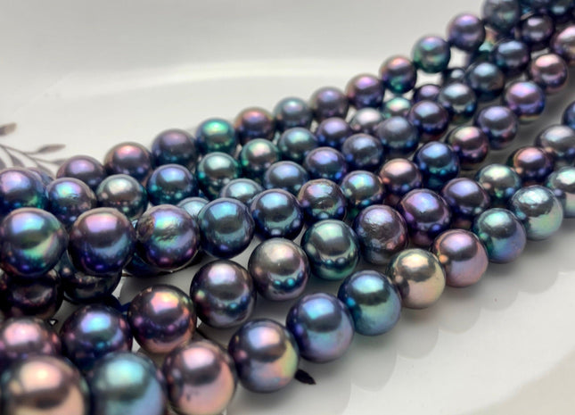 7.5-8 OR 8.5-9mm AAAA Very Rare Rainbow Peacock Round Freshwater Akoya Quality Pearl Genuine Round Peacock Cultured Freshwater Pearls #P1248