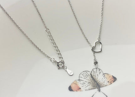 Genuine 925 Sterling Silver Necklace With Heart Shape Dangle Setting For Half Drilled Pearl Beads Silver Heart Pendant DIY Jewelry #10079