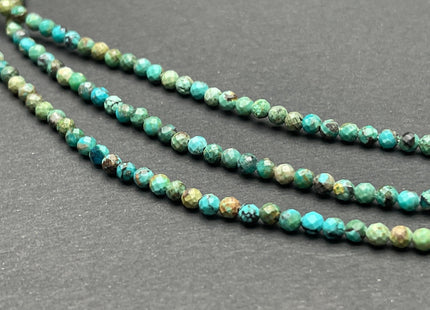 3.5mm Faceted Round Tiny Natural Multi Color Turquoise Gemstone Beads Cute Dainty 18 Inch Necklace and Extender W/Silver Lobster Clasp #4095