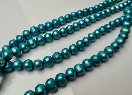 9-10mm 10-11mm AA Rare Blue Color Potato Freshwater Pearl Beads Genuine High Luster Cyan Blue Color Freshwater Pearls #P2287