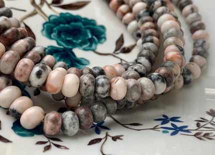 5x8 mm Natural Smooth Rondelle Pink Zebra Jasper Beads Natural Mixed Pink Gray Highly Polished Loose Beads 15.5 Inches Strand #2918