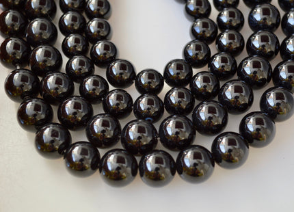 12mm 14mm Smooth Round Black Onyx Gemstone Beads 15.5 Inches #2136
