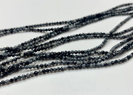 2mm 3mm 4mm AAA Micro Faceted Round Snow Flake Jasper Gemstone Beads Natural Black Gray Faceted Round Snow Flake Jasper 15.5 Inches #2350