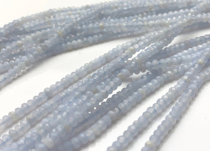 2x3 mm Natural Color Faceted Rondelle Chalcedony Gemstone Beads Top Quality Micro Faceted Blue Chalcedony Gemstone Loose Beads # 2452