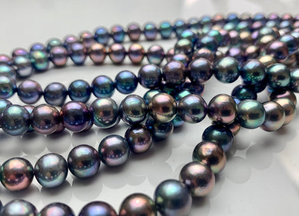 7.5-8 OR 8.5-9mm AAAA Very Rare Rainbow Peacock Round Freshwater Akoya Quality Pearl Genuine Round Peacock Cultured Freshwater Pearls #P1248