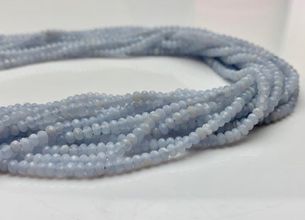 2x3 mm Natural Color Faceted Rondelle Chalcedony Gemstone Beads Top Quality Micro Faceted Blue Chalcedony Gemstone Loose Beads # 2452