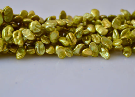 7-8x8-10 mm Green Color Keishi Freshwater Pearl Beads Top Drilled Keishi Pearls Corn Flake Pearls #798