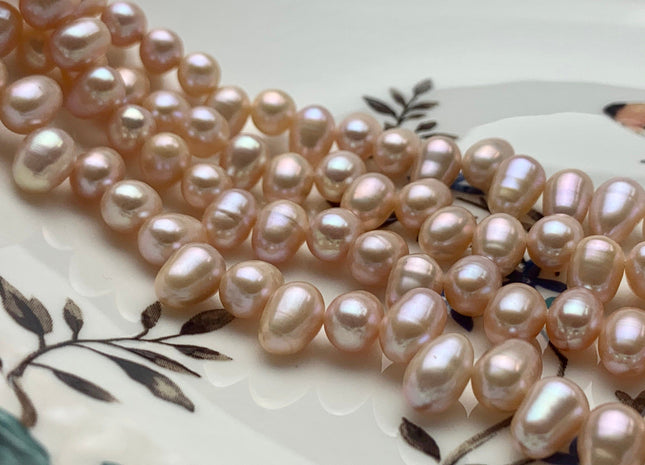 6x8 mm Natural Peach Pink Or Mauve Pink Top Drilled Oval/Rice Shape Freshwater Pearl Beads Genuine Dancing Freshwater Pearls #P1051
