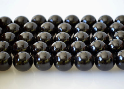 12mm 14mm Smooth Round Black Onyx Gemstone Beads 15.5 Inches #2136