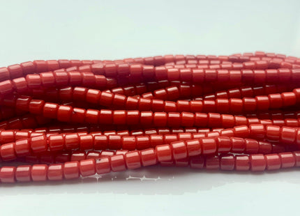 3x3.5 mm Dark Red Bamboo Coral Heishi Rondelle Disc Shape Red Bamboo Coral Gemstones Loose Beads 16 Inches Strand #3569