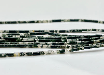 2x4 mm Tube Shape Natural Moss Agate Gemstone Beads Genuine Multi Green Agate Gemstones Loose Spacer Beads 15.5 Inches Strand #3914