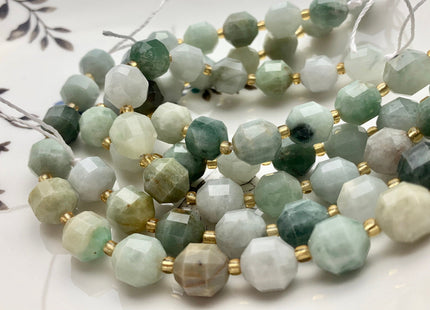 9x10mm 10.5x12mm AAA Half Strand Faceted Energy Prism Cut Burmese Jade Gemstone Genuine Double Terminated Points Natural Green Jade #3601