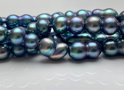 9x12-16 mm Large Hole Peacock Color Peanut Shape Freshwater Pearl Beads Hole Size 2.2 mm Genuine Peacock Color Large Hole Pearls # 1700